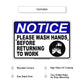 Notice Please Wash Hands Before Returning To Work Aluminum Metal Sign Plate
