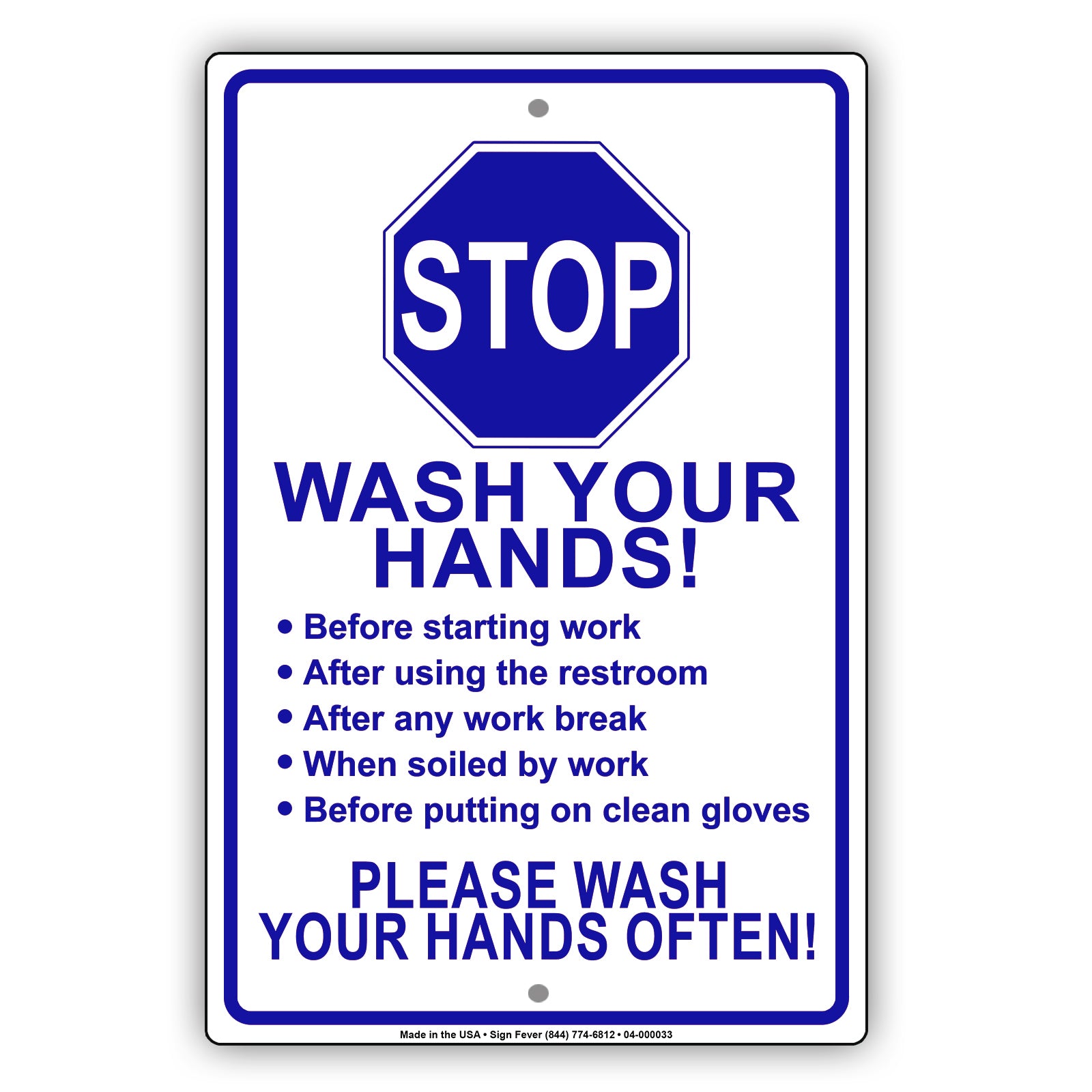 Stop Wash Your Hands Please Wash Your Hands Often! Aluminum Metal Display Sign Plate