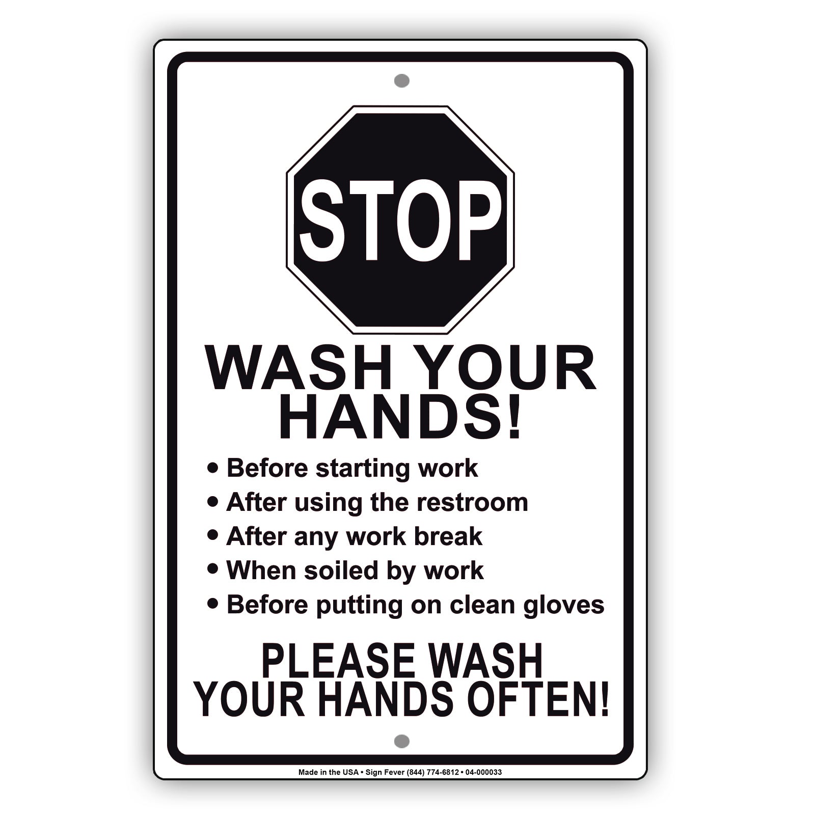 Stop Wash Your Hands Please Wash Your Hands Often Aluminum Sign Sign Fever