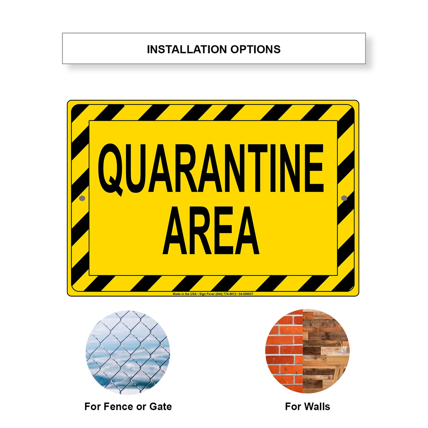 Coronavirus Covid19 Quarantine Area Caution Aluminum Metal Sign Plate