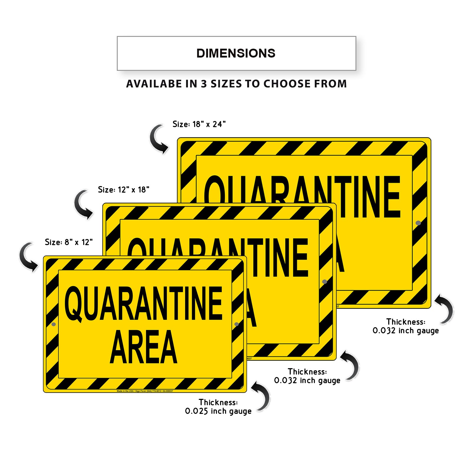 Coronavirus Covid19 Quarantine Area Caution Aluminum Metal Sign Plate