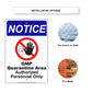 Notice Gmp Quarantine Area Authorized Personnel Only Aluminum Metal Sign Plate