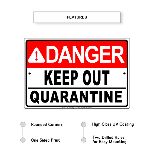 Danger Keep Out Quarantine Covid19 Coronavirus Aluminum Metal Sign Plate
