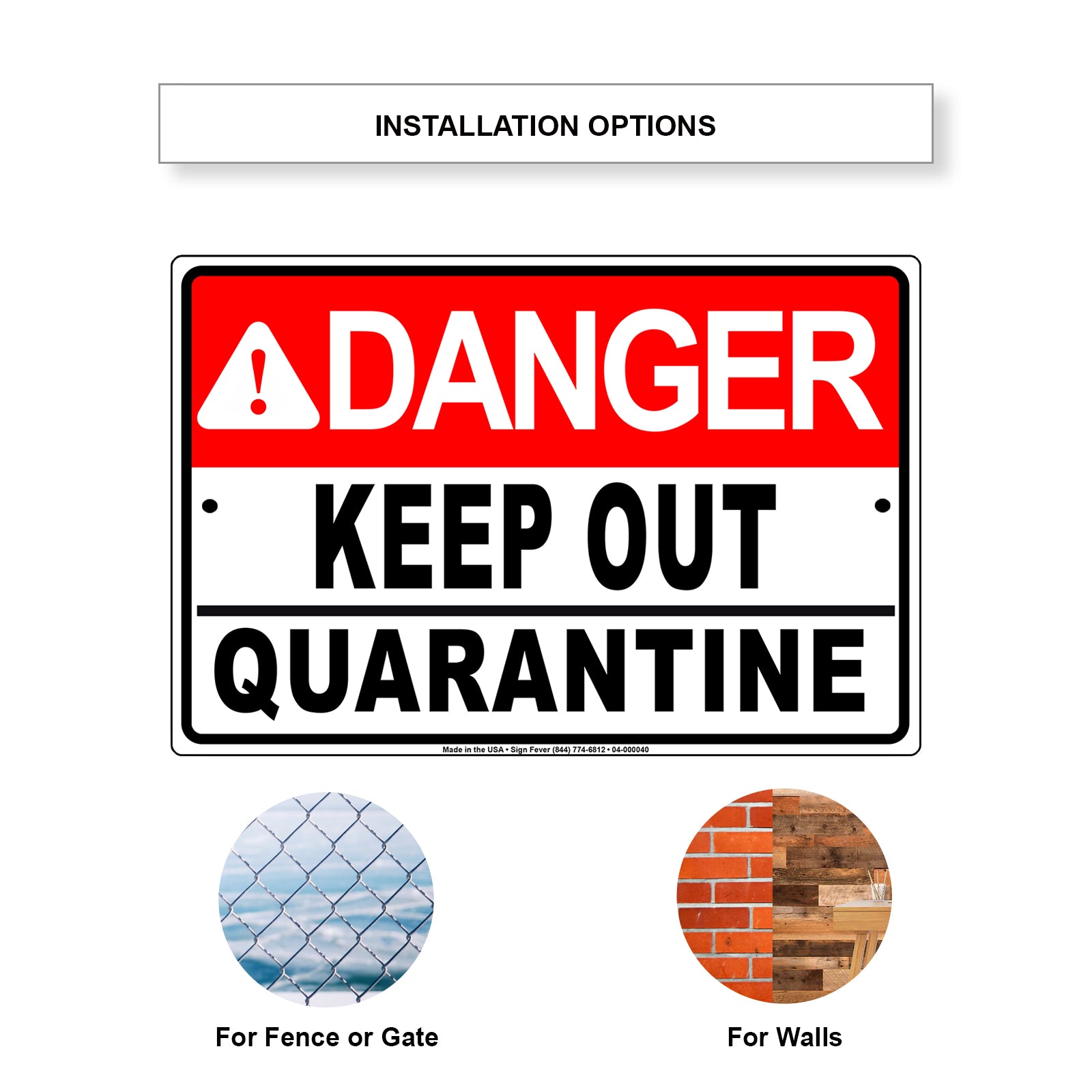 Danger Keep Out Quarantine Covid19 Coronavirus Aluminum Metal Sign Plate