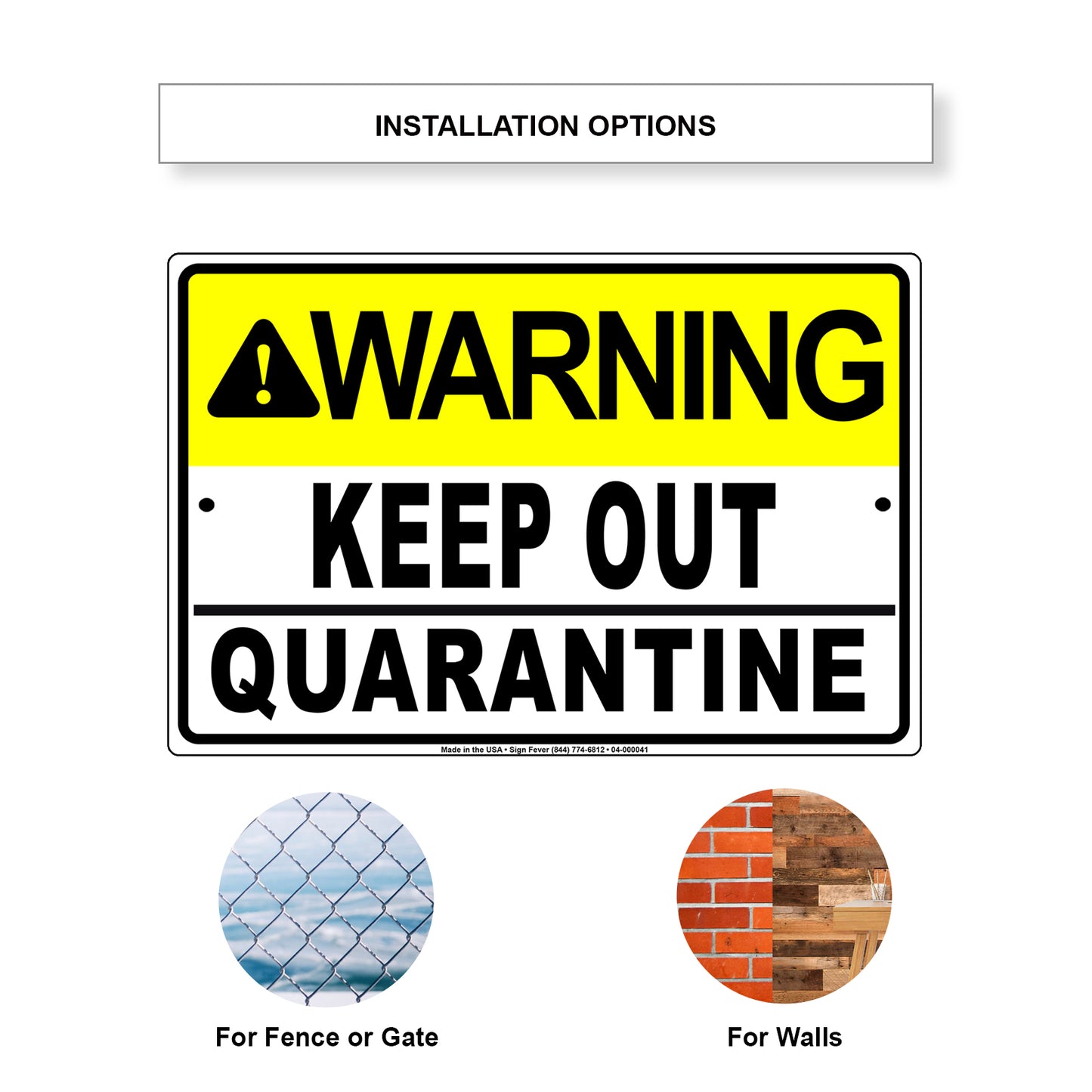 Warning Keep Our Quarantine Coronavirus Covid-19 Aluminum Metal Display Sign Plate