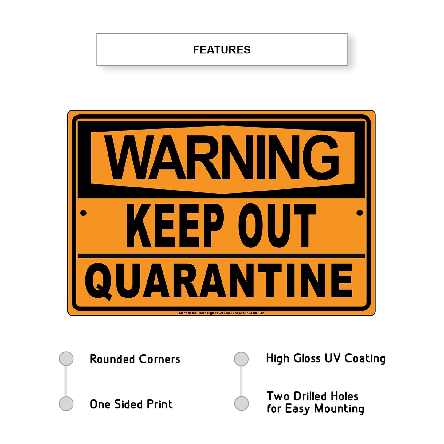 Warning Keep Our Quarantine Coronavirus Covid-19 Aluminum Metal Display Sign Plate
