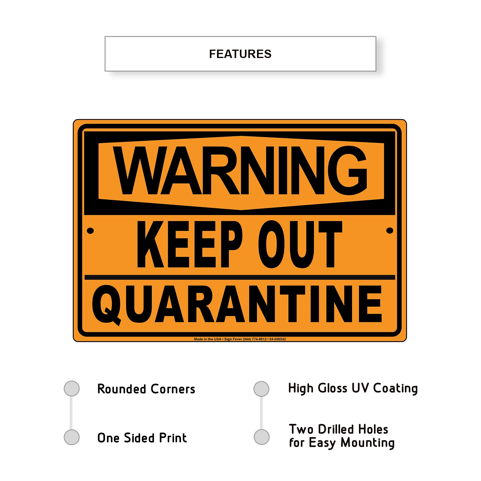 Warning Keep Our Quarantine Coronavirus Covid-19 Aluminum Metal Display Sign Plate