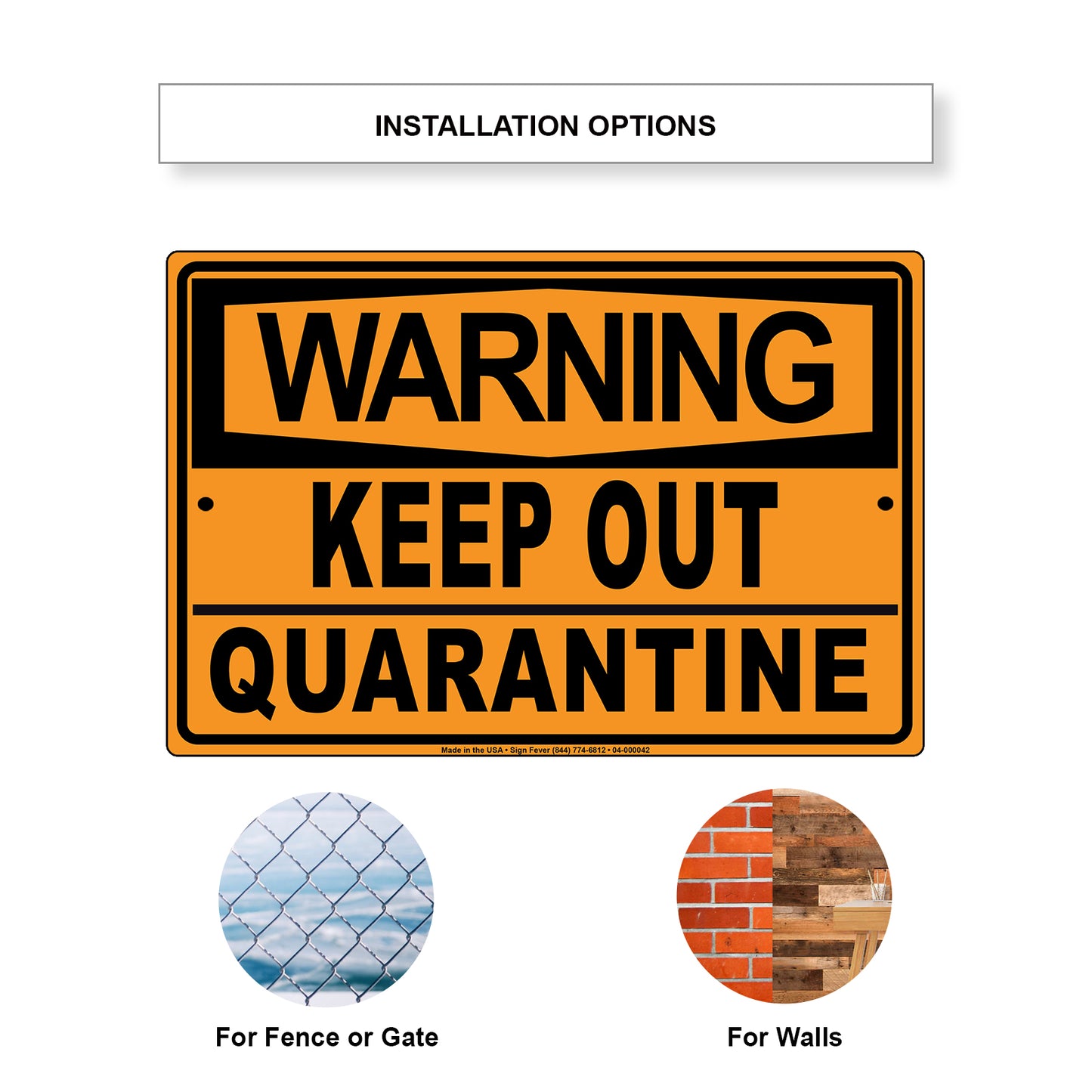 Warning Keep Our Quarantine Coronavirus Covid-19 Aluminum Metal Display Sign Plate