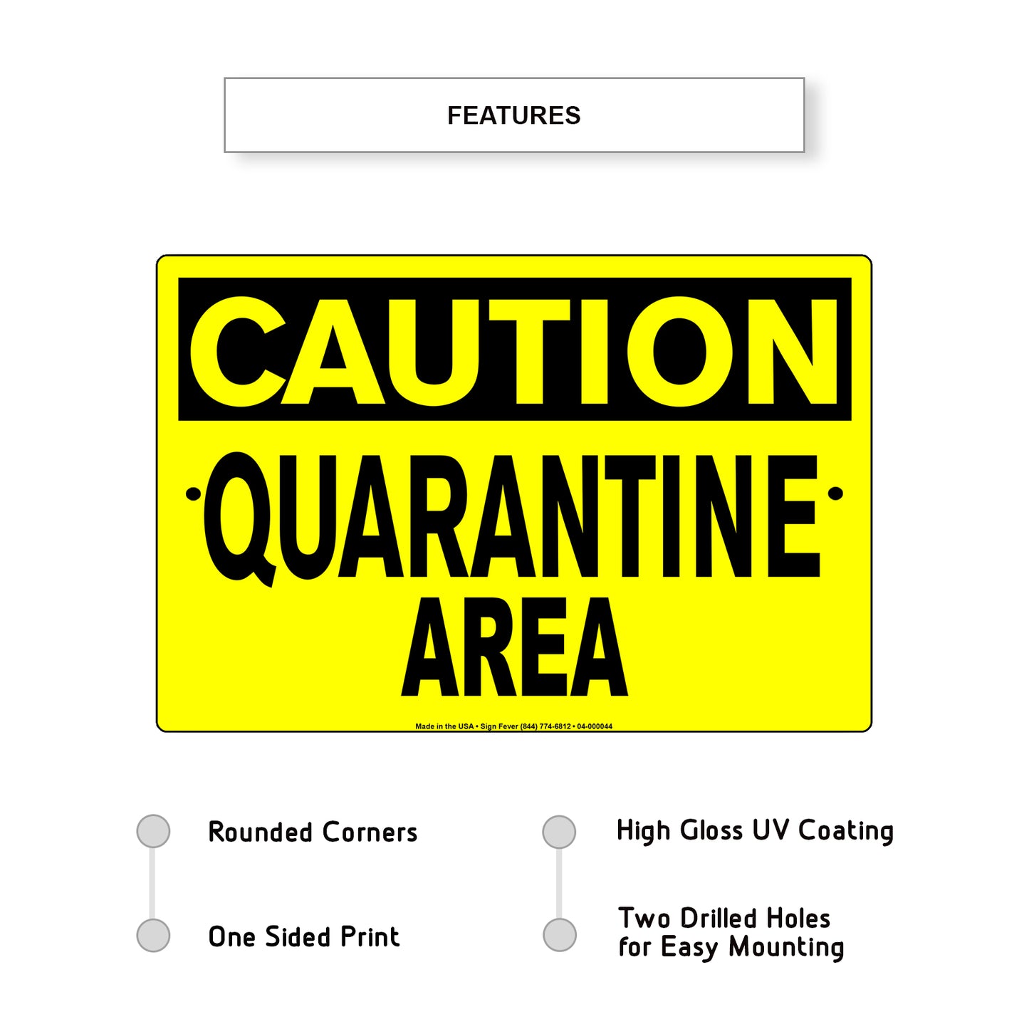 Caution Quarantine Area Coronavirus Covid-19 Aluminum Metal Display Sign Plate