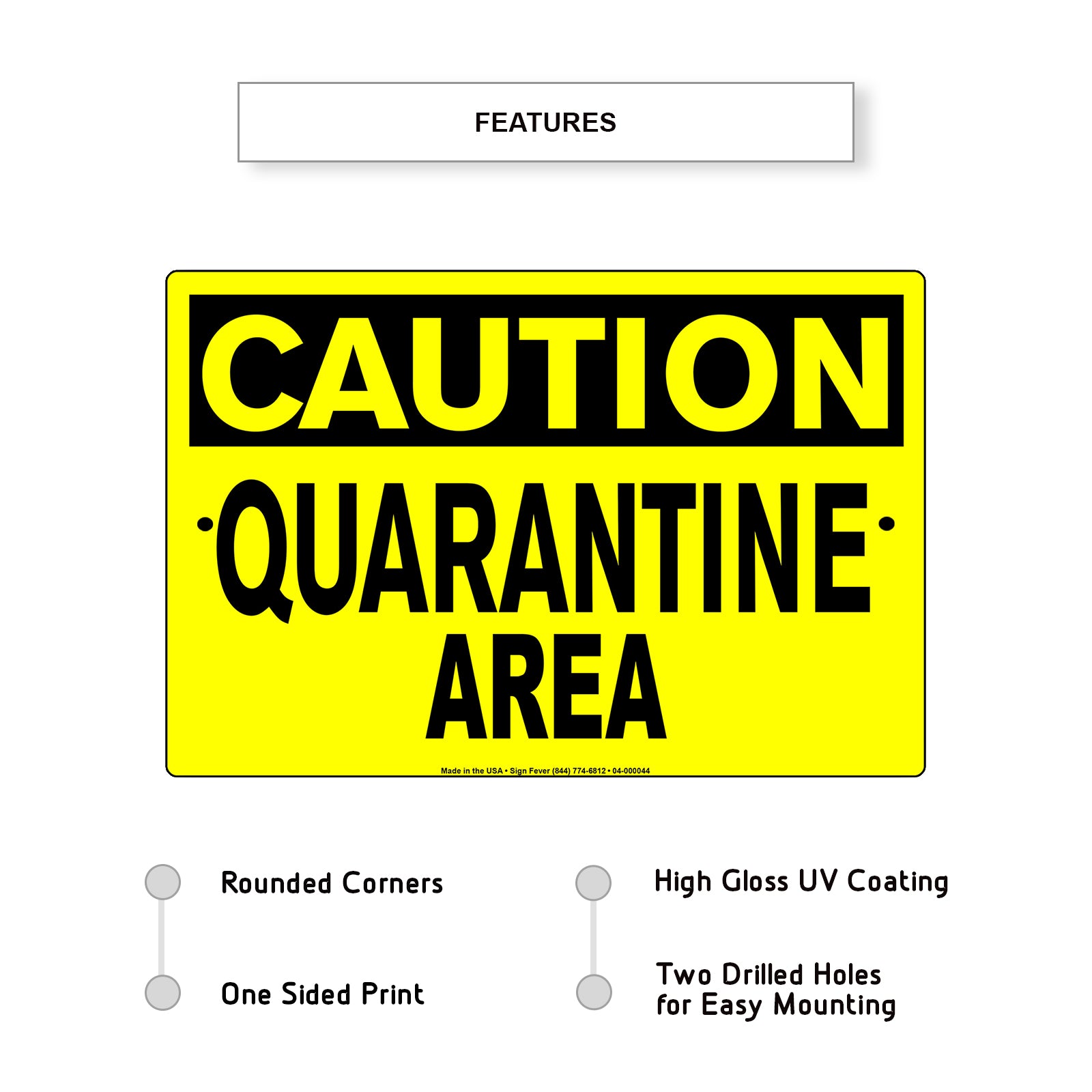 Caution Quarantine Area Coronavirus Covid-19 Aluminum Metal Display Sign Plate