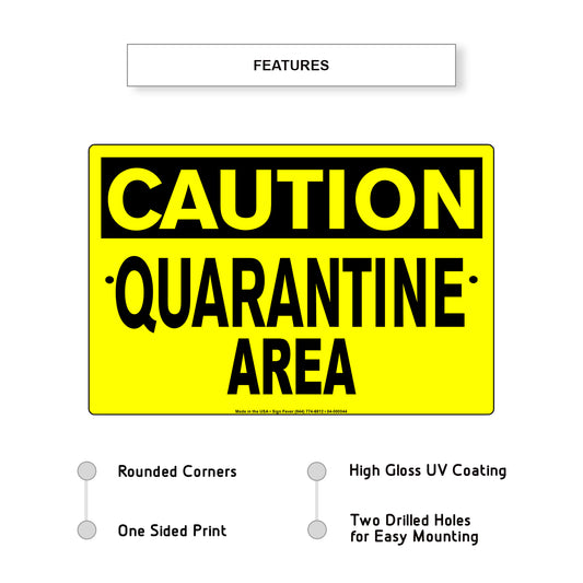Caution Quarantine Area Coronavirus Covid-19 Aluminum Metal Display Sign Plate