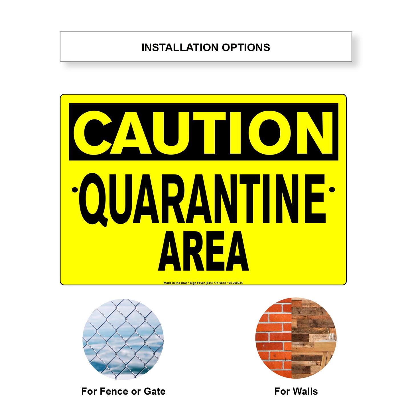 Caution Quarantine Area Coronavirus Covid-19 Aluminum Metal Display Sign Plate