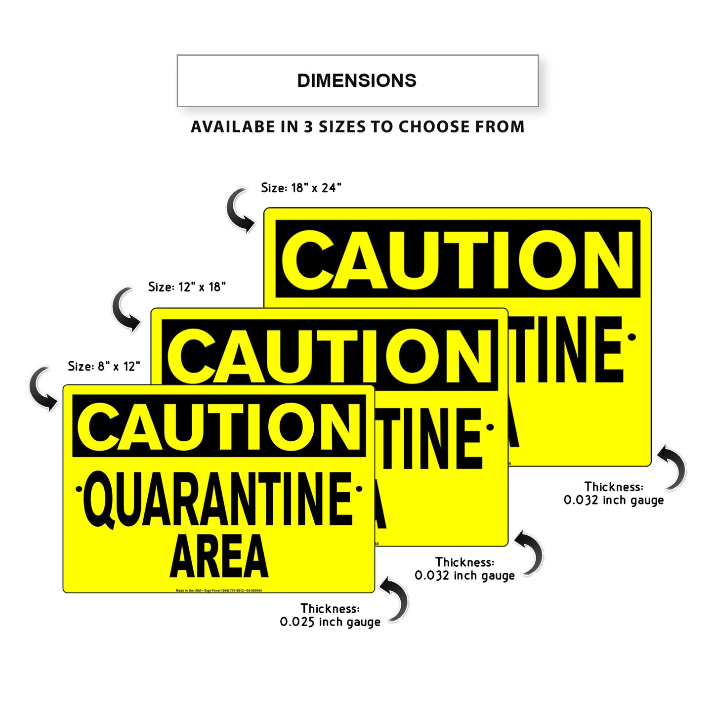 Caution Quarantine Area Coronavirus Covid-19 Aluminum Metal Display Sign Plate