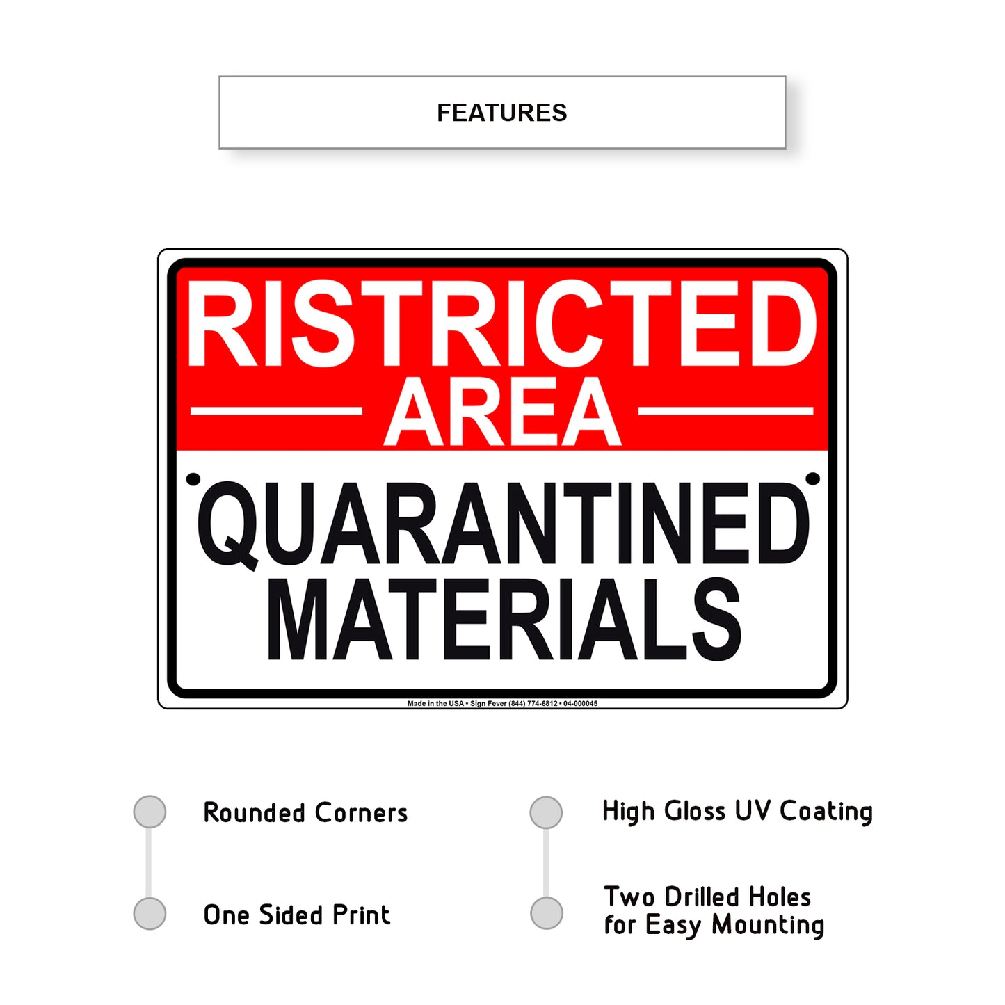 Ristricted Area Quarantined Materials Coronavirus Covid-19 Aluminum Metal Display Sign Plate