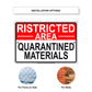 Ristricted Area Quarantined Materials Coronavirus Covid-19 Aluminum Metal Display Sign Plate