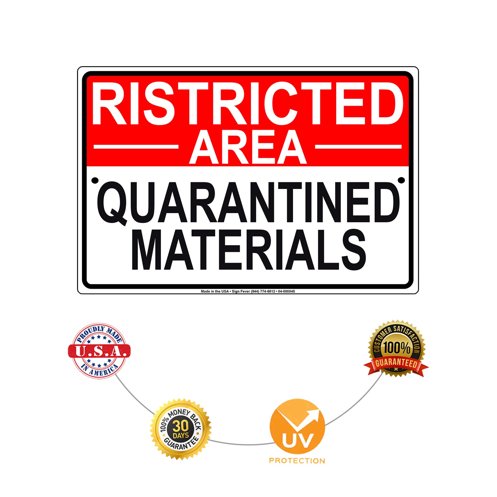Ristricted Area Quarantined Materials Coronavirus Covid-19 Aluminum Metal Display Sign Plate
