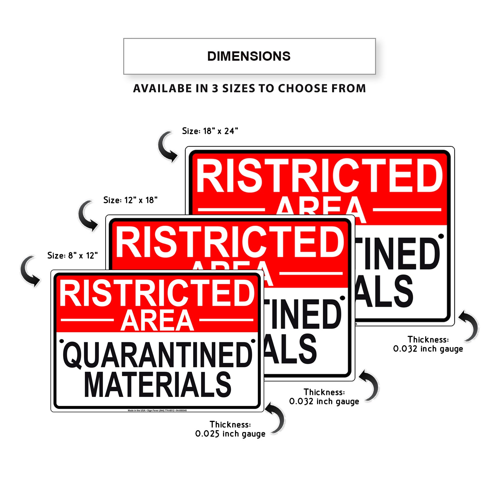 Ristricted Area Quarantined Materials Coronavirus Covid-19 Aluminum Metal Display Sign Plate