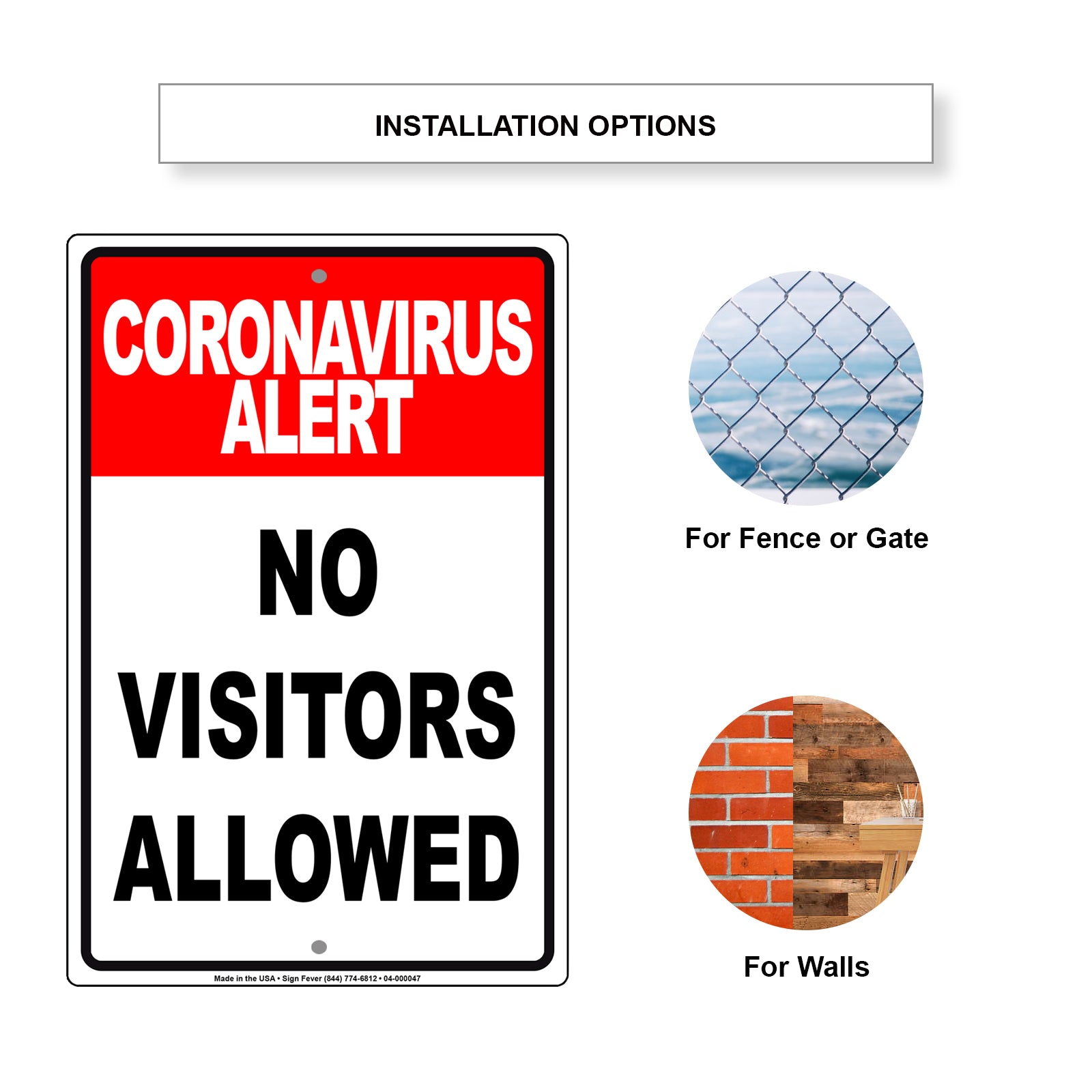 Coronavirus Alert No Visitors Allowed Coronavirus Covid-19 Aluminum Metal Display Sign Plate