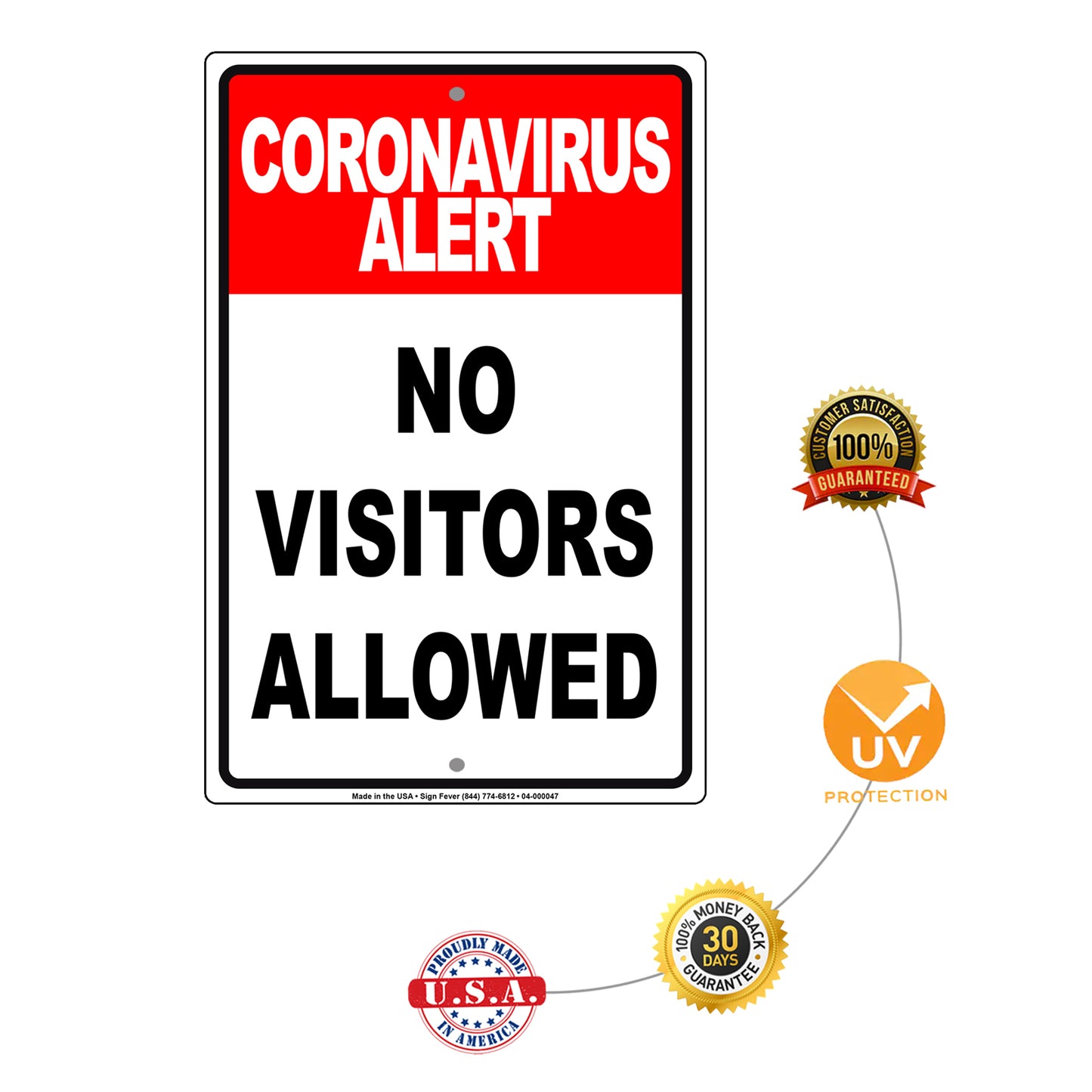 Coronavirus Alert No Visitors Allowed Coronavirus Covid-19 Aluminum Metal Display Sign Plate