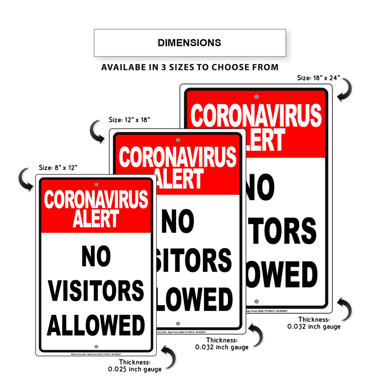 Coronavirus Alert No Visitors Allowed Coronavirus Covid-19 Aluminum Metal Display Sign Plate