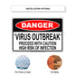 Danger Virus Outbreak Proceed With Caution High Risk Of Infection Coronavirus Covid-19 Aluminum Metal Display Sign Plate