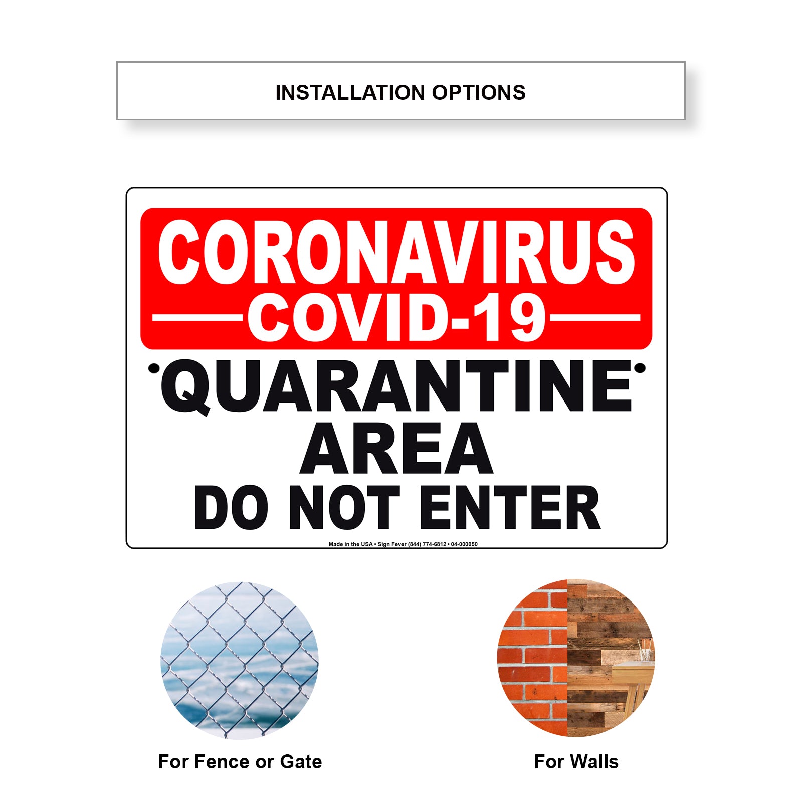 Coronavirus Covid-19 Quarantine Area Do Not Enter Coronavirus Covid-19 Aluminum Metal Display Sign Plate