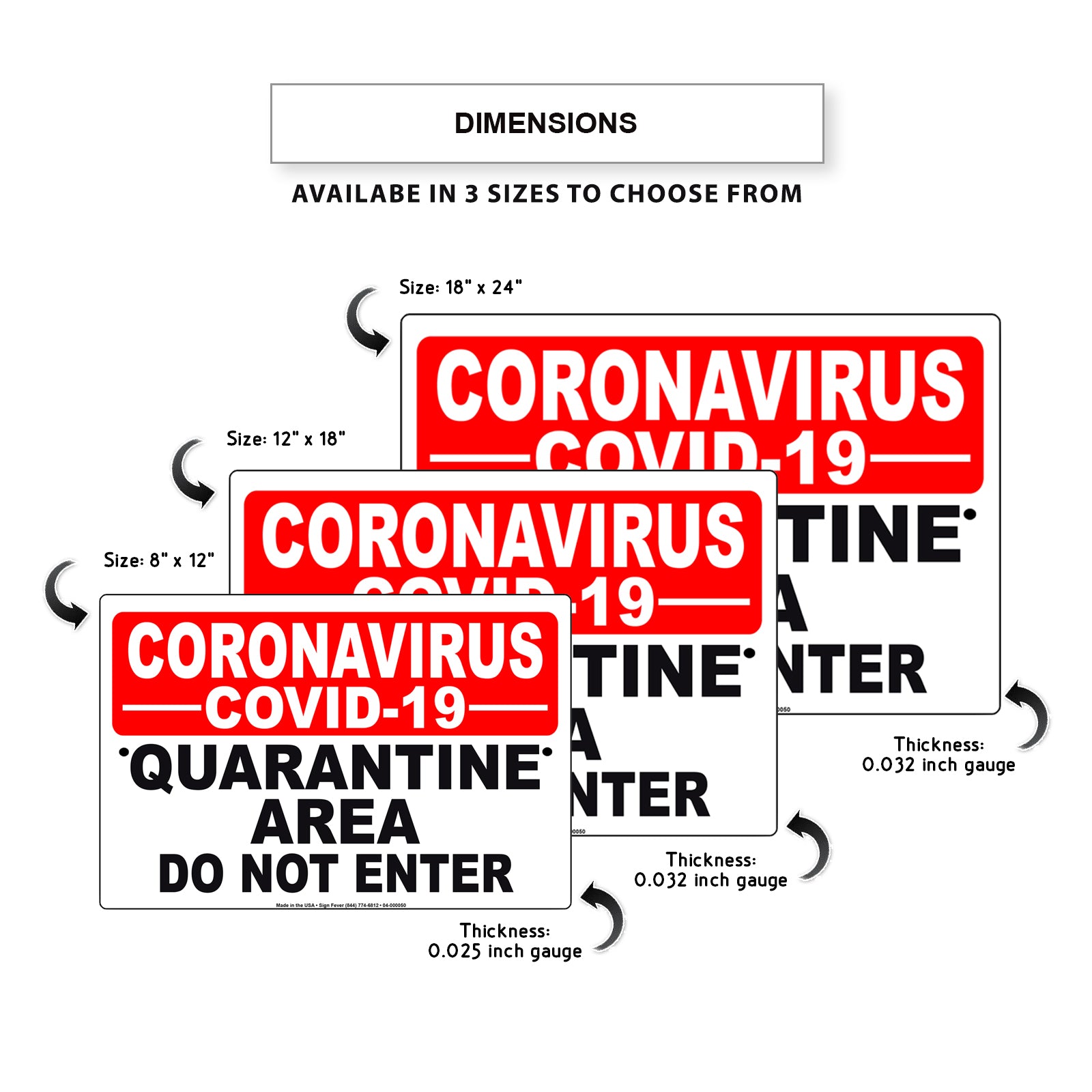 Coronavirus Covid-19 Quarantine Area Do Not Enter Coronavirus Covid-19 Aluminum Metal Display Sign Plate