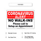 Coronavirus Alert No Walk-Ins Please Call To Setup An Appointment Covid-19 Aluminum Metal Display Sign Plate