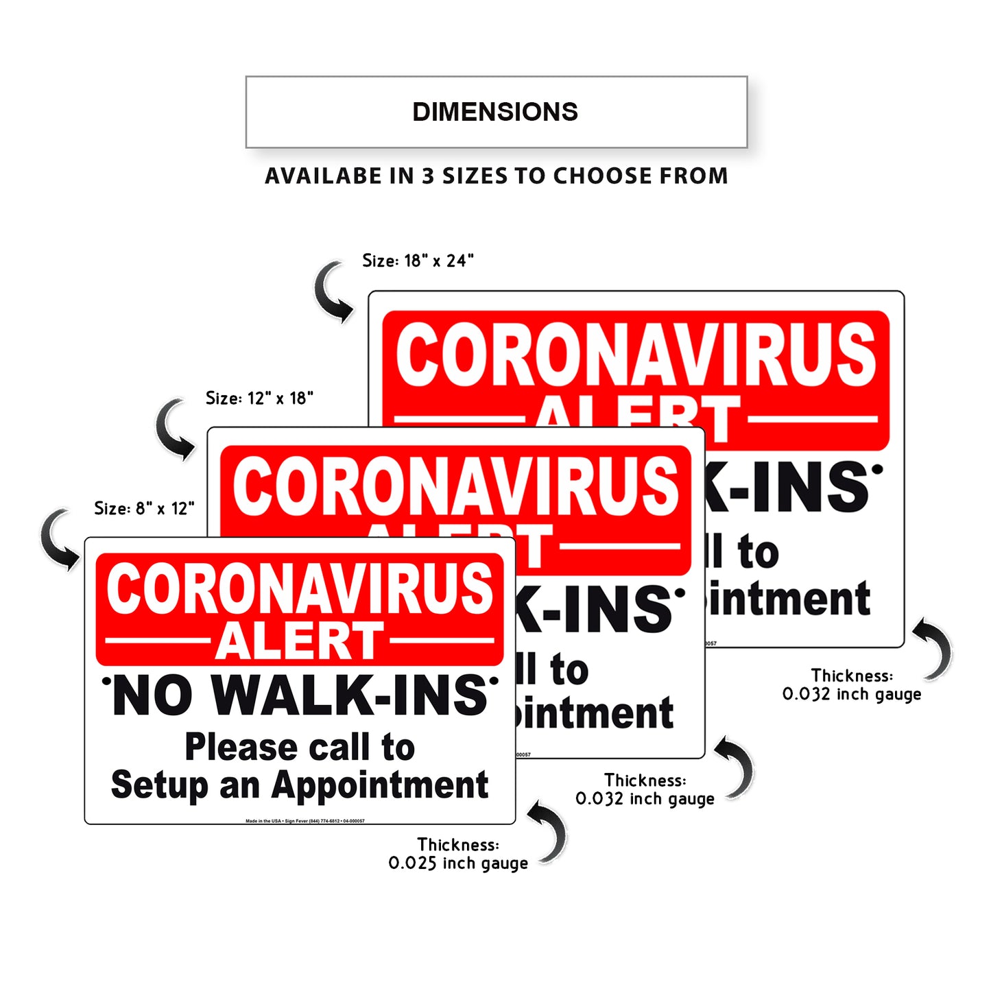 Coronavirus Alert No Walk-Ins Please Call To Setup An Appointment Covid-19 Aluminum Metal Display Sign Plate