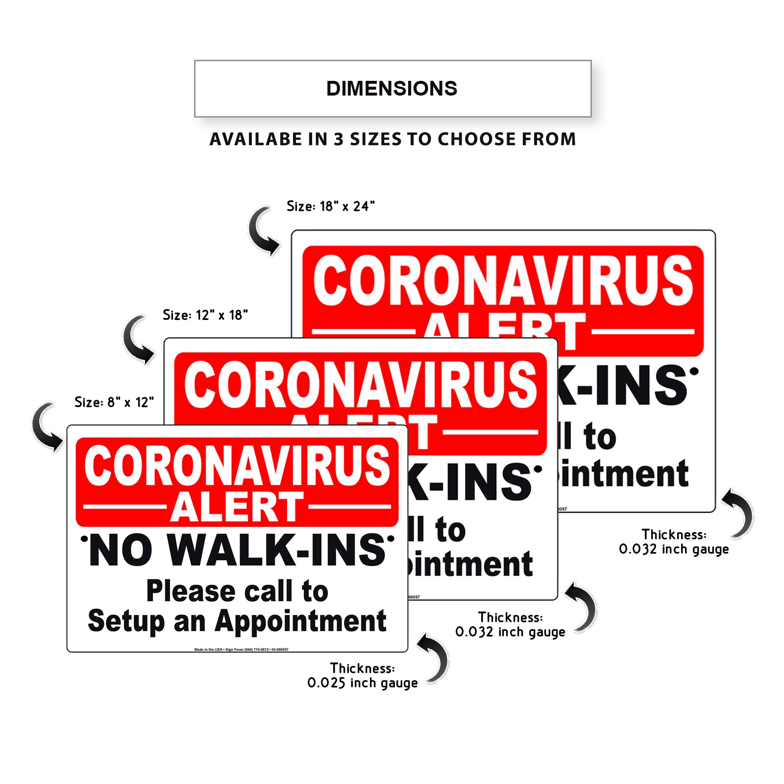 Coronavirus Alert No Walk-Ins Please Call To Setup An Appointment Covid-19 Aluminum Metal Display Sign Plate