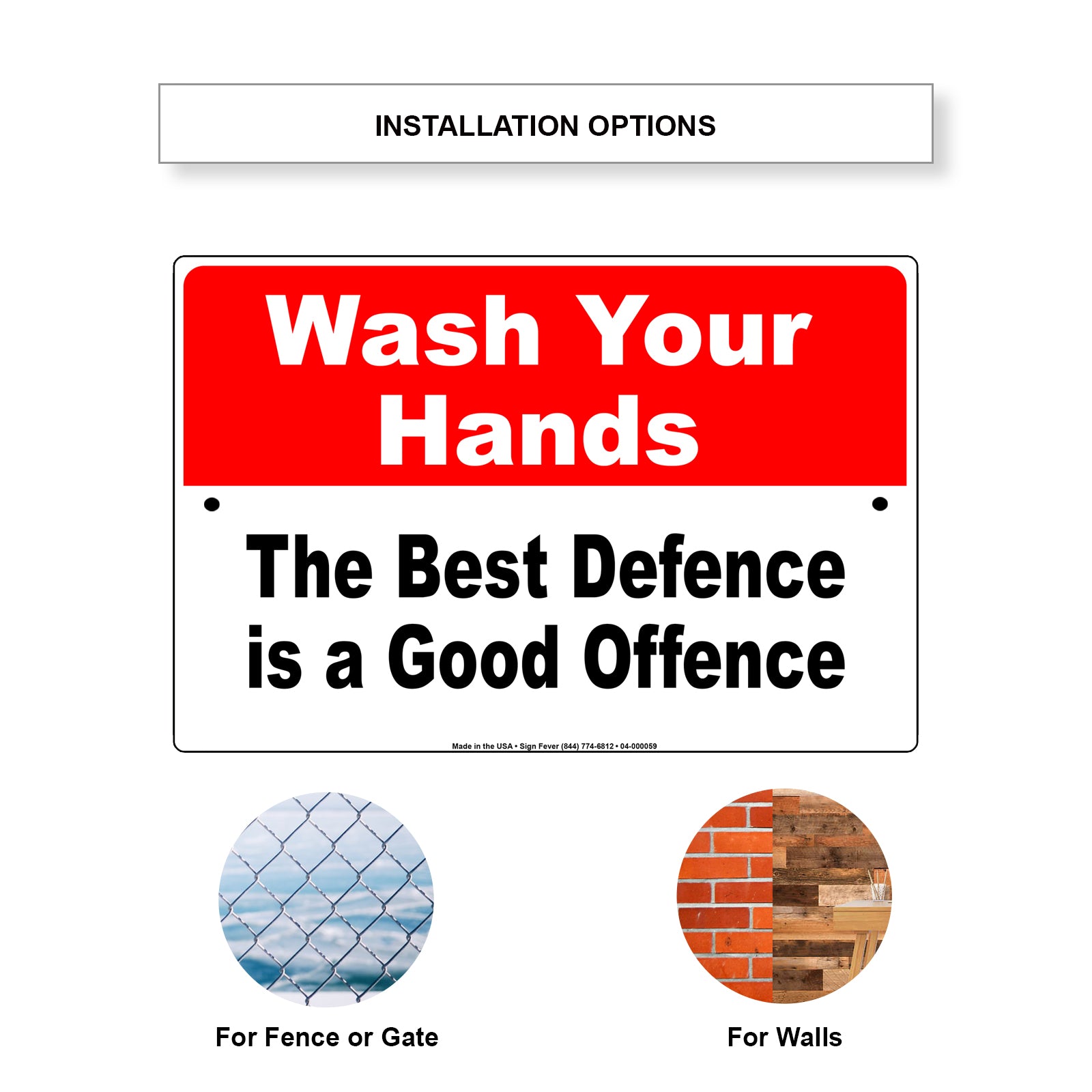 Wash Your Hands The Best Defence Is A Good Defence Coronavirus Covid-19 Aluminum Metal Display Sign Plate