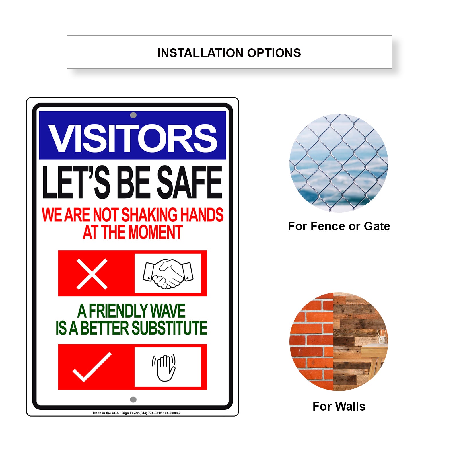 Visitors Let's Be Safe We Are Not Shaking Hands At The Moment Coronavirus Covid-19 Aluminum Metal Display Sign Plate