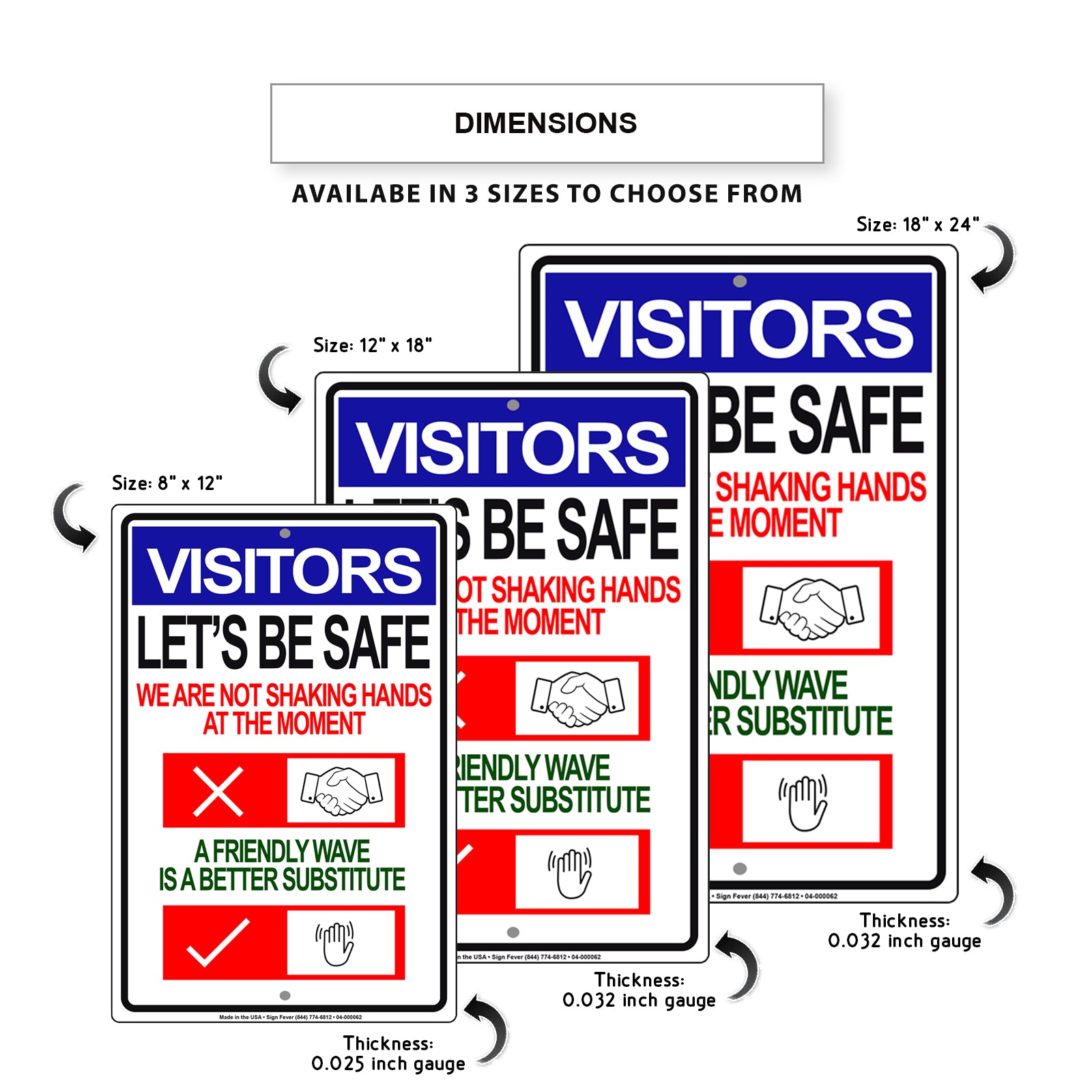 Visitors Let's Be Safe We Are Not Shaking Hands At The Moment Coronavirus Covid-19 Aluminum Metal Display Sign Plate