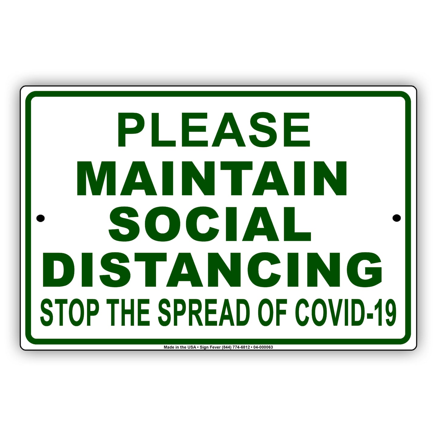 Please Maintain Social Distancing Stop The Spread Of Covid-19  Aluminum Metal Display Sign Plate