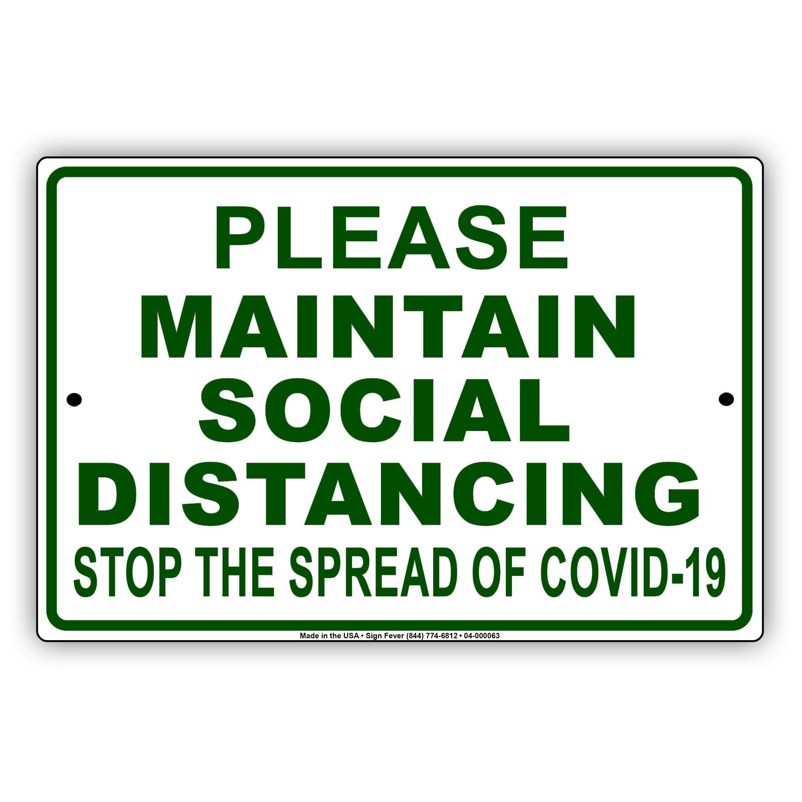 Please Maintain Social Distancing Stop The Spread Of Covid-19  Aluminum Metal Display Sign Plate