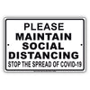 Please Maintain Social Distancing Stop The Spread Of Covid-19  Aluminum Metal Display Sign Plate