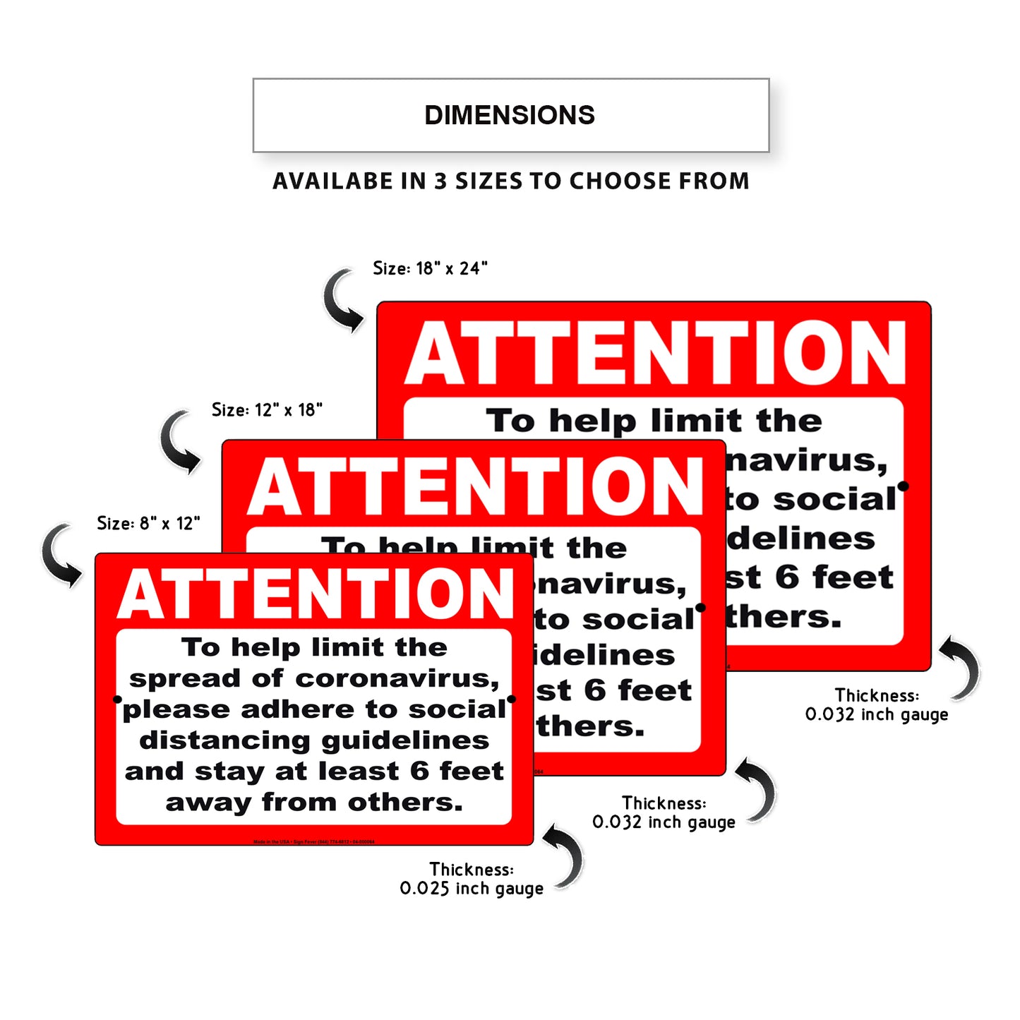 Attention To Help Limit The Spread Of Coronavirus, Please Adhere To Social Distancing Guidelines And Stay Atleast 6 Feet Away From Others Coronavirus Covid-19 Aluminum Metal Display Sign Plate