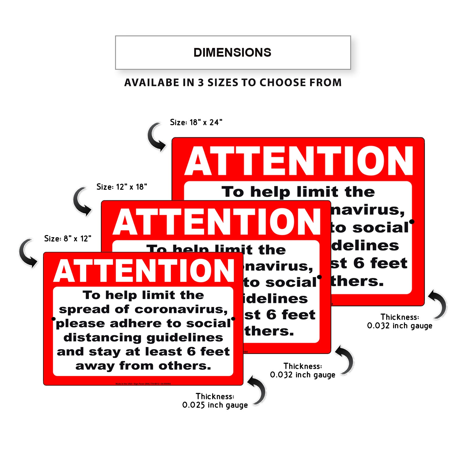 Attention To Help Limit The Spread Of Coronavirus, Please Adhere To Social Distancing Guidelines And Stay Atleast 6 Feet Away From Others Coronavirus Covid-19 Aluminum Metal Display Sign Plate