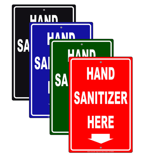 Hand Sanitizer Here Aluminum Metal Display Sign Plate