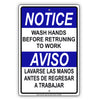 Notice Wash Hands Before Returning To Work Coronavirus Covid-19 Aluminum Metal Display Sign Plate