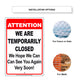Attention We Are Temporarily Closed We Hope We Can See You Again Very Soon! Coronavirus Covid-19 Aluminum Metal Display Sign Plate