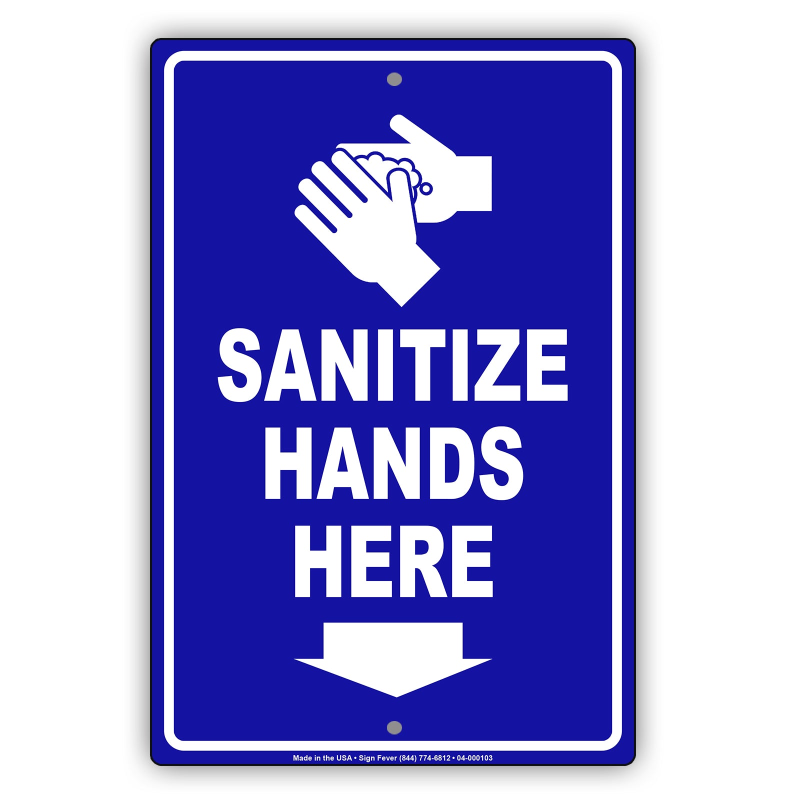 Sanitize Hands Here Aluminum Metal Display Sign Plate