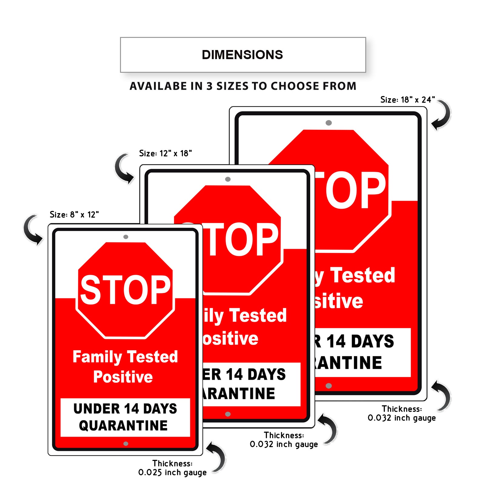 Stop Family Tested Positive Under 14 Days Quarantine Coronavirus Covid-19 Aluminum Metal Display Sign Plate