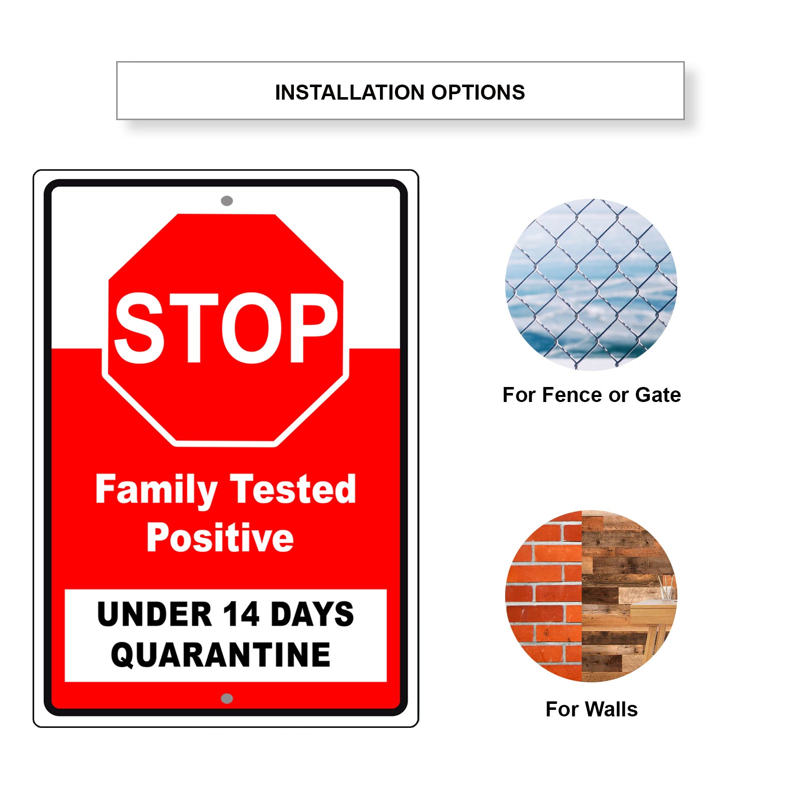 Stop Family Tested Positive Under 14 Days Quarantine Coronavirus Covid-19 Aluminum Metal Display Sign Plate