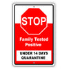 Stop Family Tested Positive Under 14 Days Quarantine Coronavirus Covid-19 Aluminum Metal Display Sign Plate