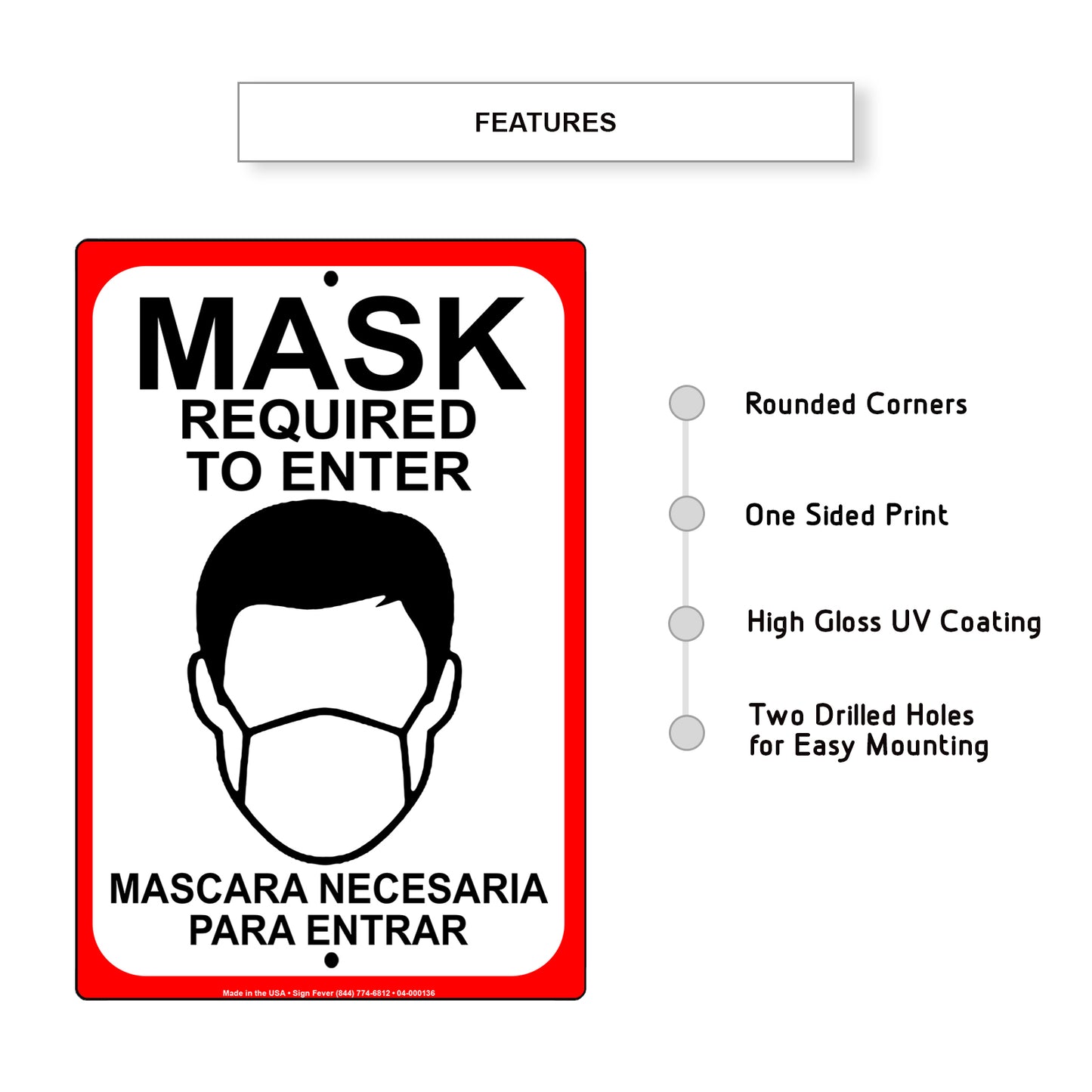 Face Mask Required To Enter Mascara Necesaria Para Entrar Sign