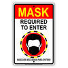 Mask Required To Enter Mascara Necesaria Para Entrar Aluminum Metal Sign Plate