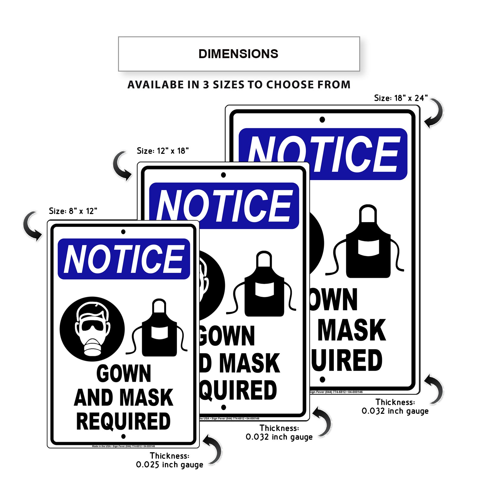 Notice Gown And Face Mask Required Sign