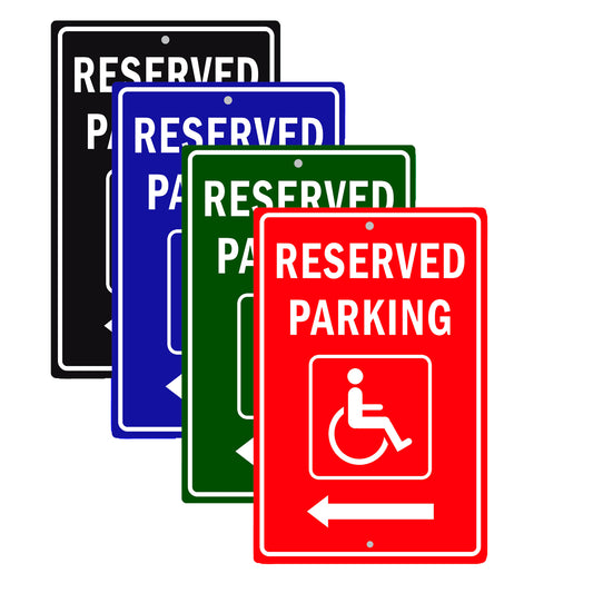 Reserved Parking For Disabled Left Arrow Sign