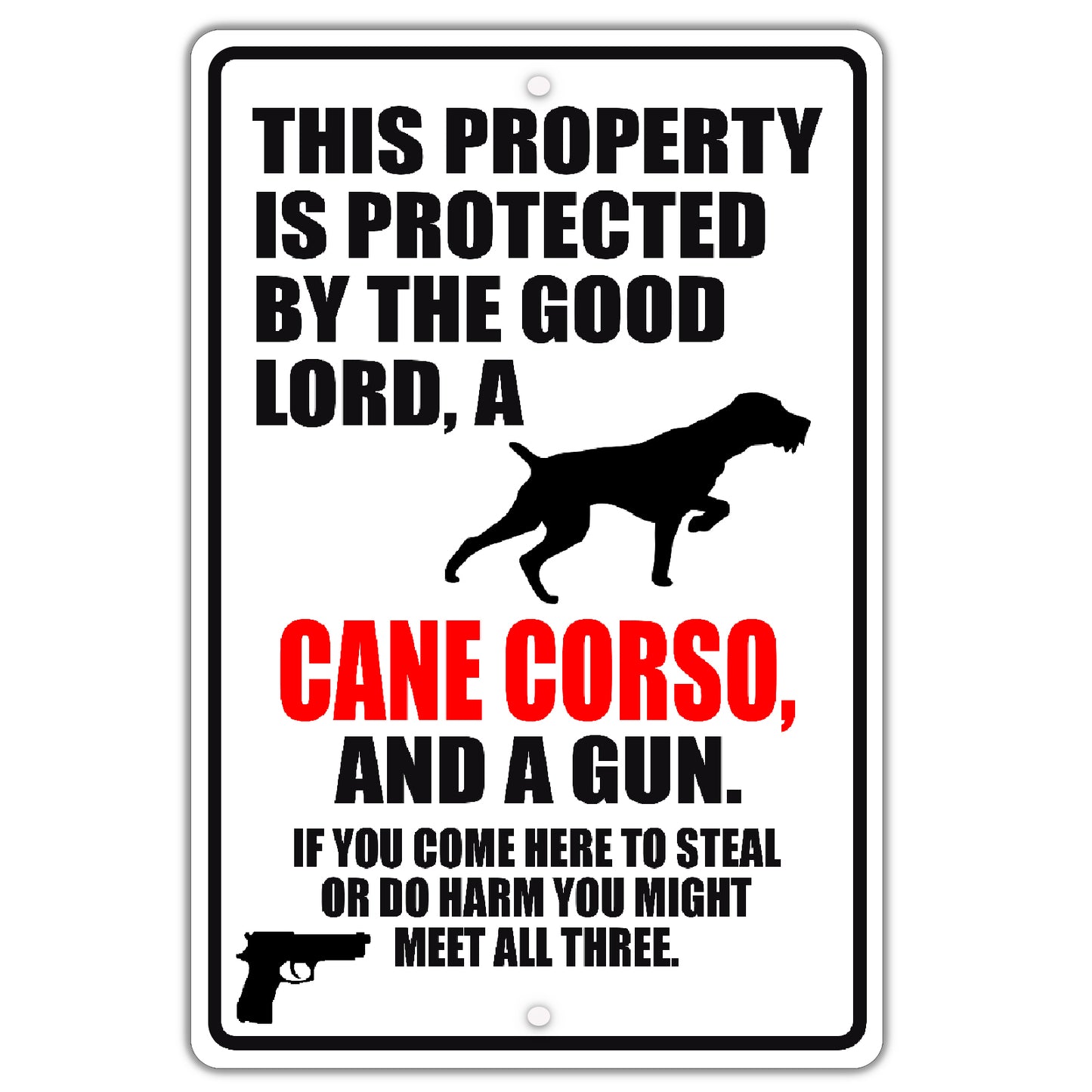 This Property Is Protected By A Cane Corso And A Gun Sign